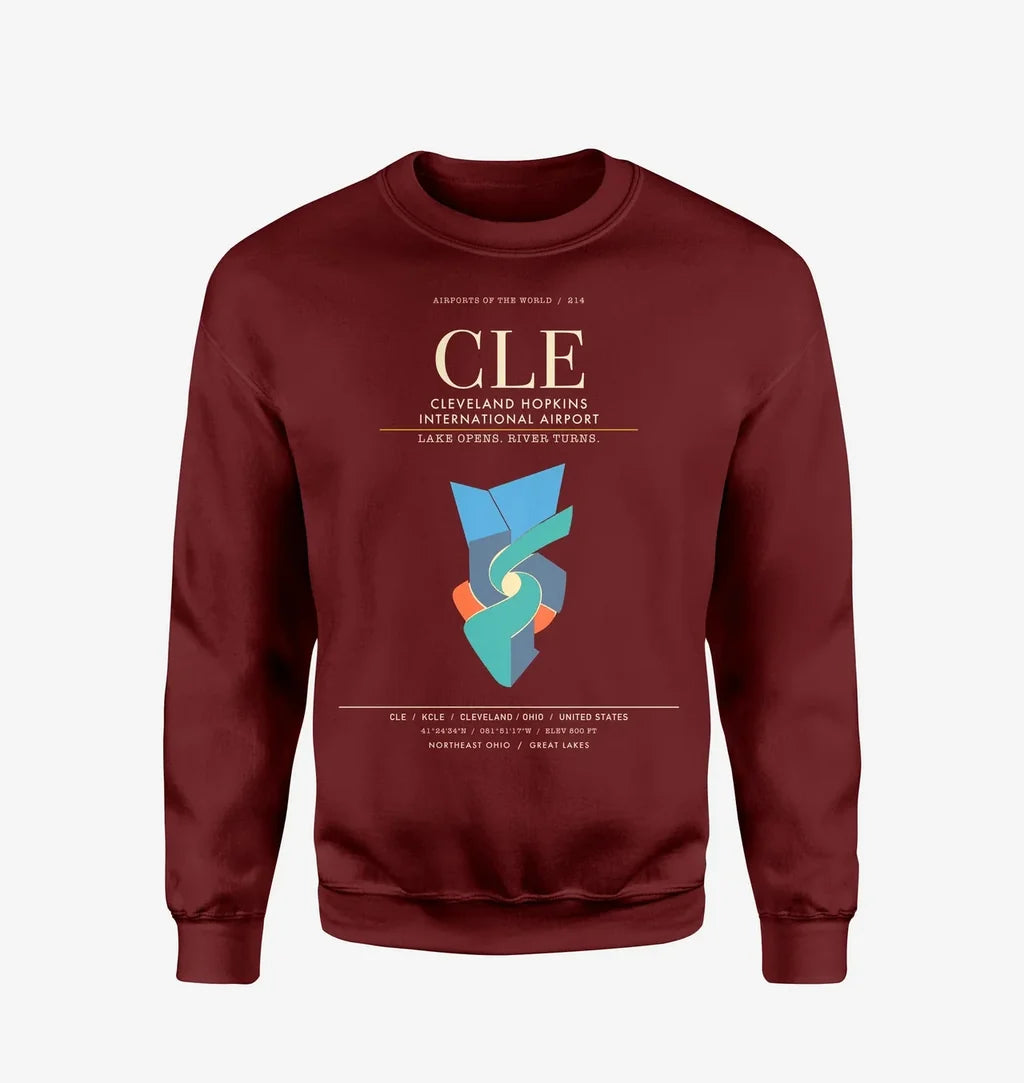 Cleveland Hopkins International Airport CLE Sweatshirt - Wine Red