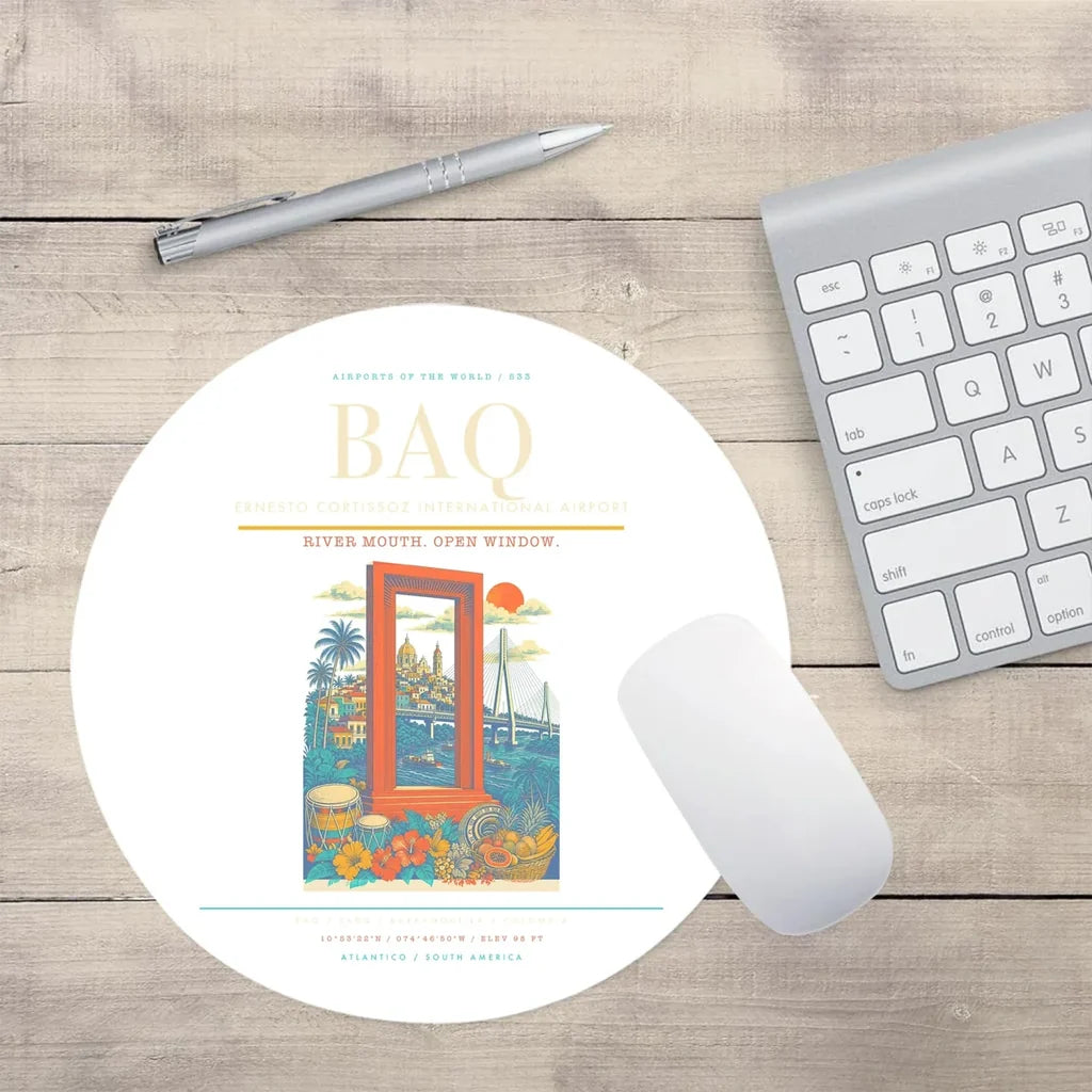 Ernesto Cortissoz International Airport BAQ Mouse-Pad Round - White