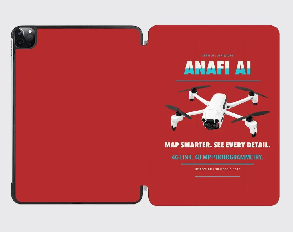 Parrot ANAFI Ai design on red ipad tablet case