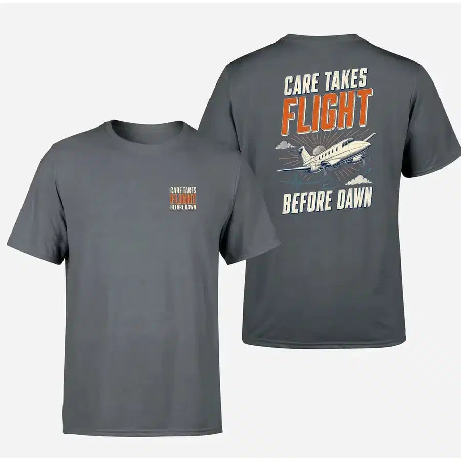 SIGNAL 564 - Care Takes Flight Before Dawn - Double-Side T-Shirt design on gray double side t shirt