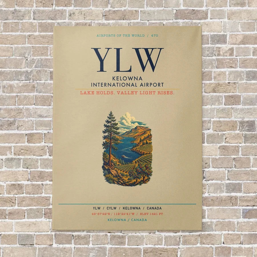 Kelowna International Airport YLW vertical canvas print - no frame - beige background