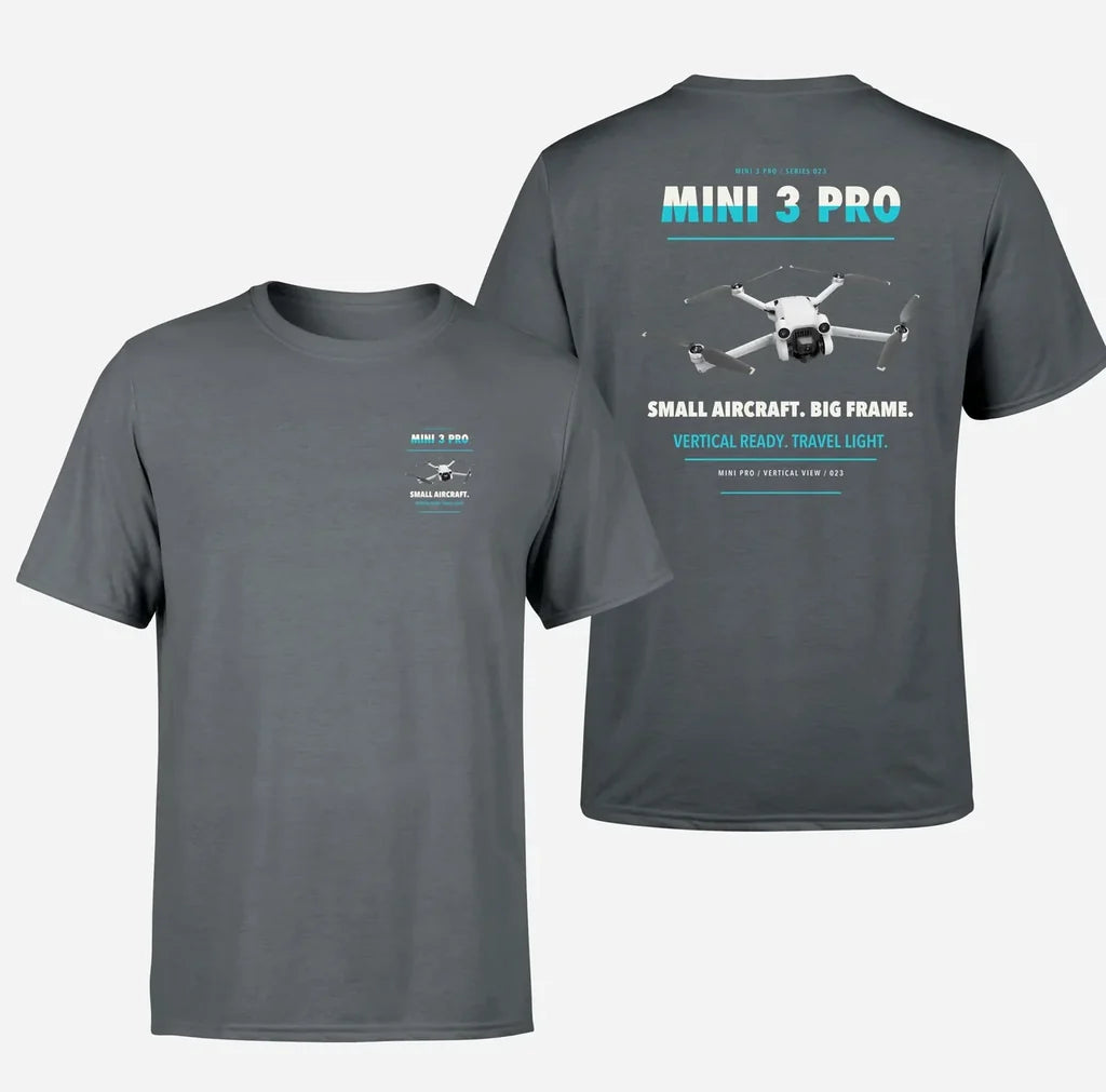 DJI Mini 3 Pro design on gray t shirt