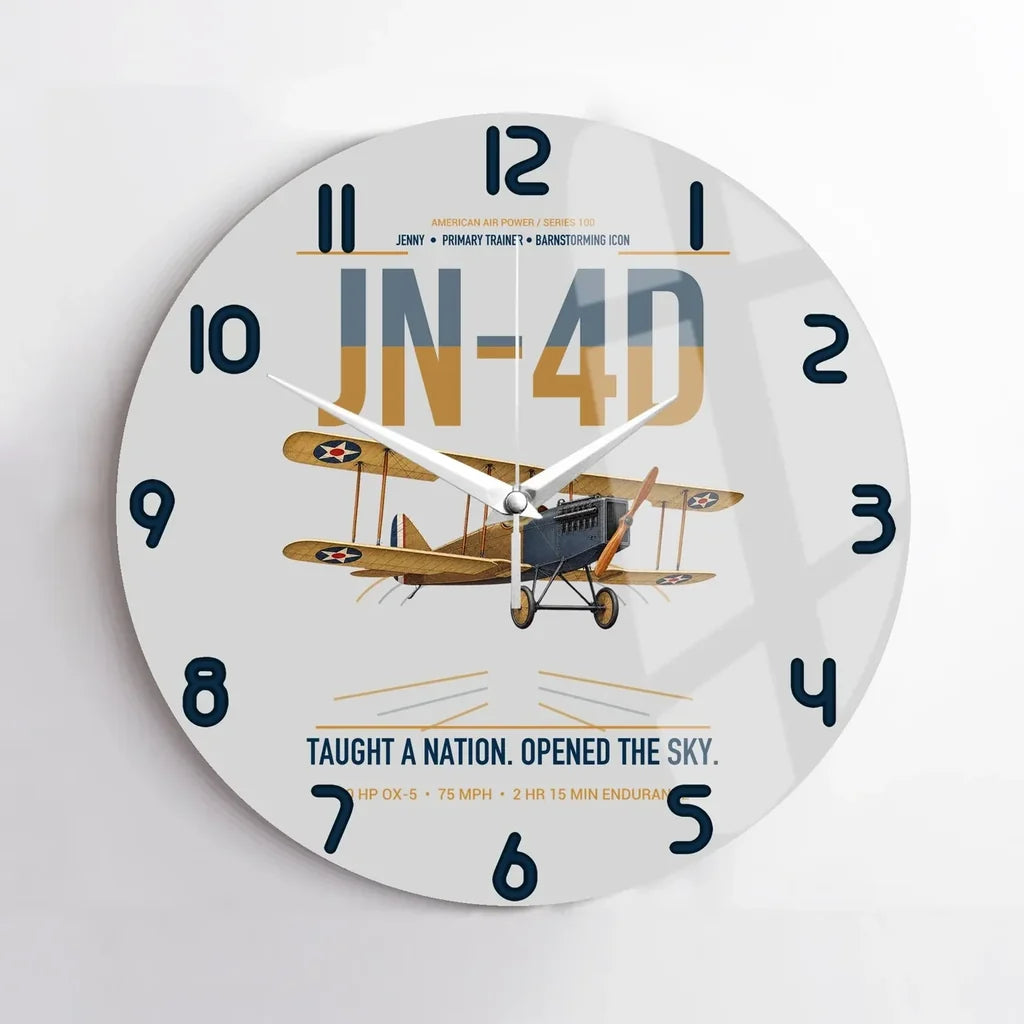 Curtiss JN-4D Jenny design on light gray no frame wall clock