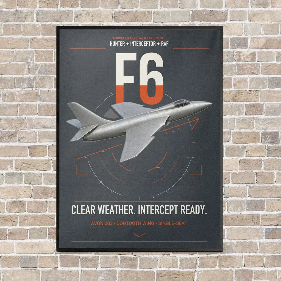 Hawker Hunter F6 vertical canvas print - framed - gray background