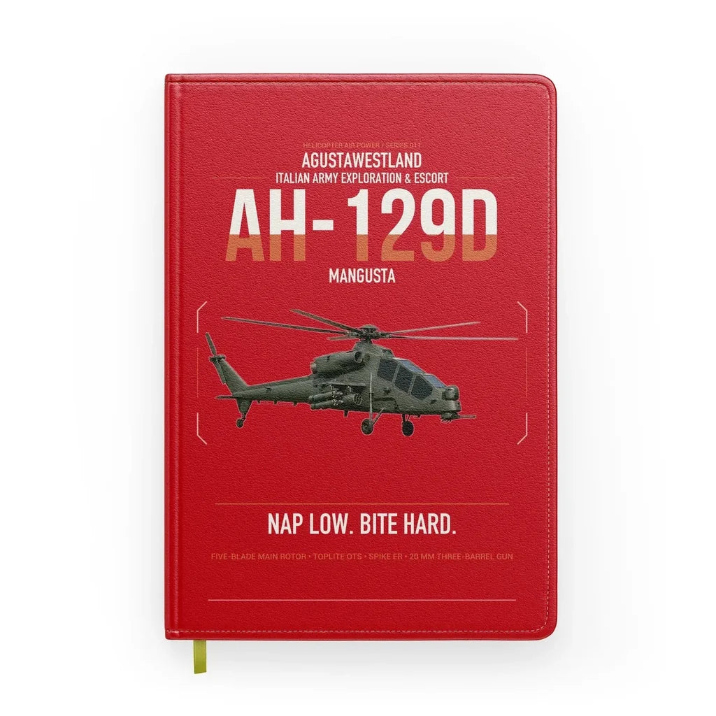 AgustaWestland AH-129D Mangusta design on red notebook