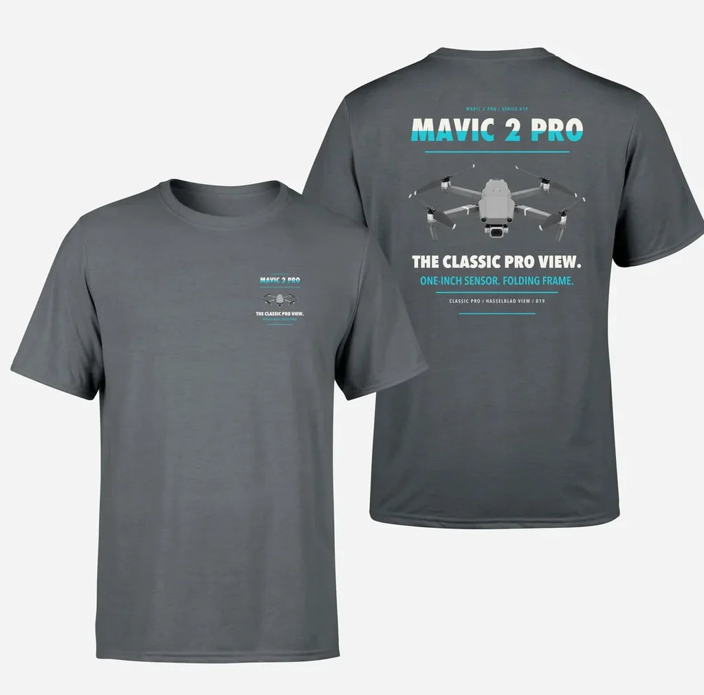 DJI Mavic 2 Pro design on gray t shirt