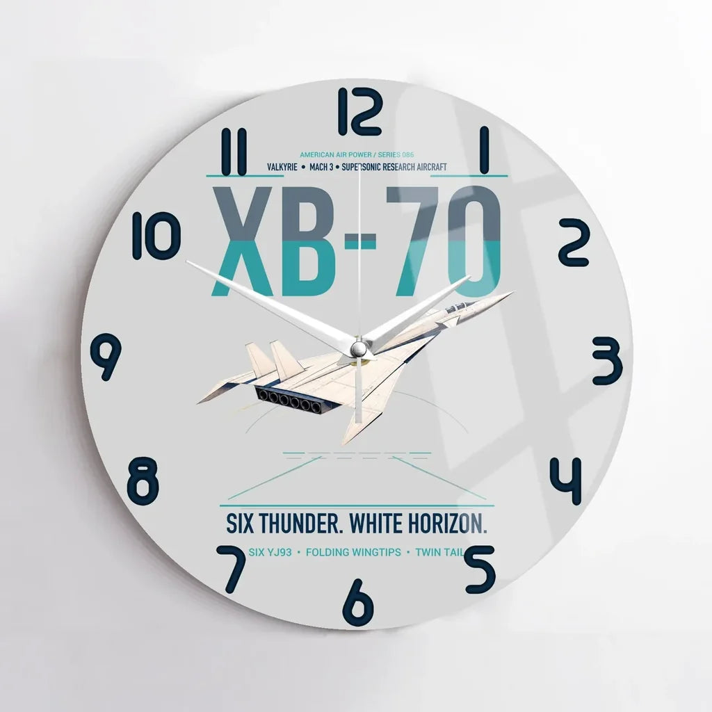 XB-70A Valkyrie design on light gray no frame wall clock