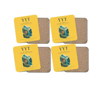 Thumbnail for St. John's International Airport (YYT) design on yellow 4 pieces set coaster
