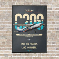Thumbnail for Cessna 208 Caravan vertical canvas print - framed - gray background