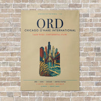 Thumbnail for Chicago O'Hare International Airport ORD vertical canvas print - no frame - beige background