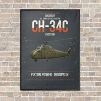Thumbnail for Sikorsky CH-34C Choctaw vertical canvas print - framed - gray background