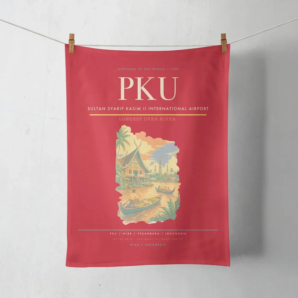 Sultan Syarif Kasim II International Airport (PKU) design on red towel