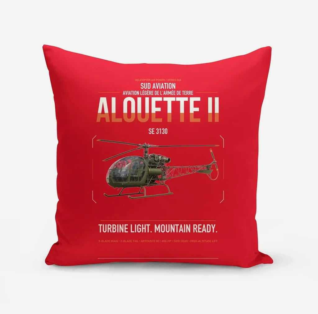 Sud Aviation SE 3130 Alouette II design on red pillow