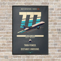Thumbnail for Boeing 777-300ER vertical canvas print - framed - gray background