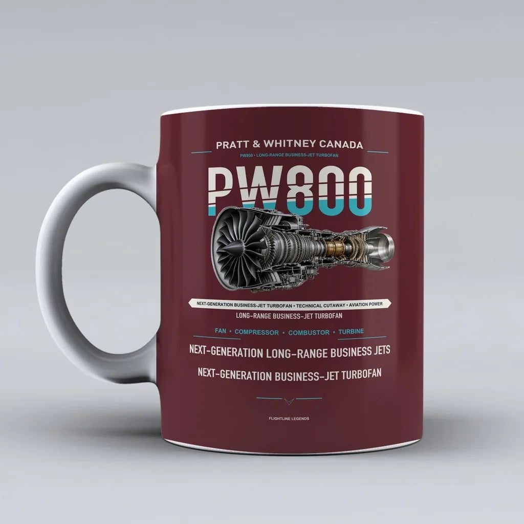 Mug design on dark red pw800