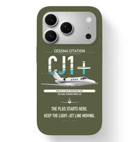 Thumbnail for Cessna Citation CJ1+ design on green army magsafe iphone case, for iPhone 17 Pro