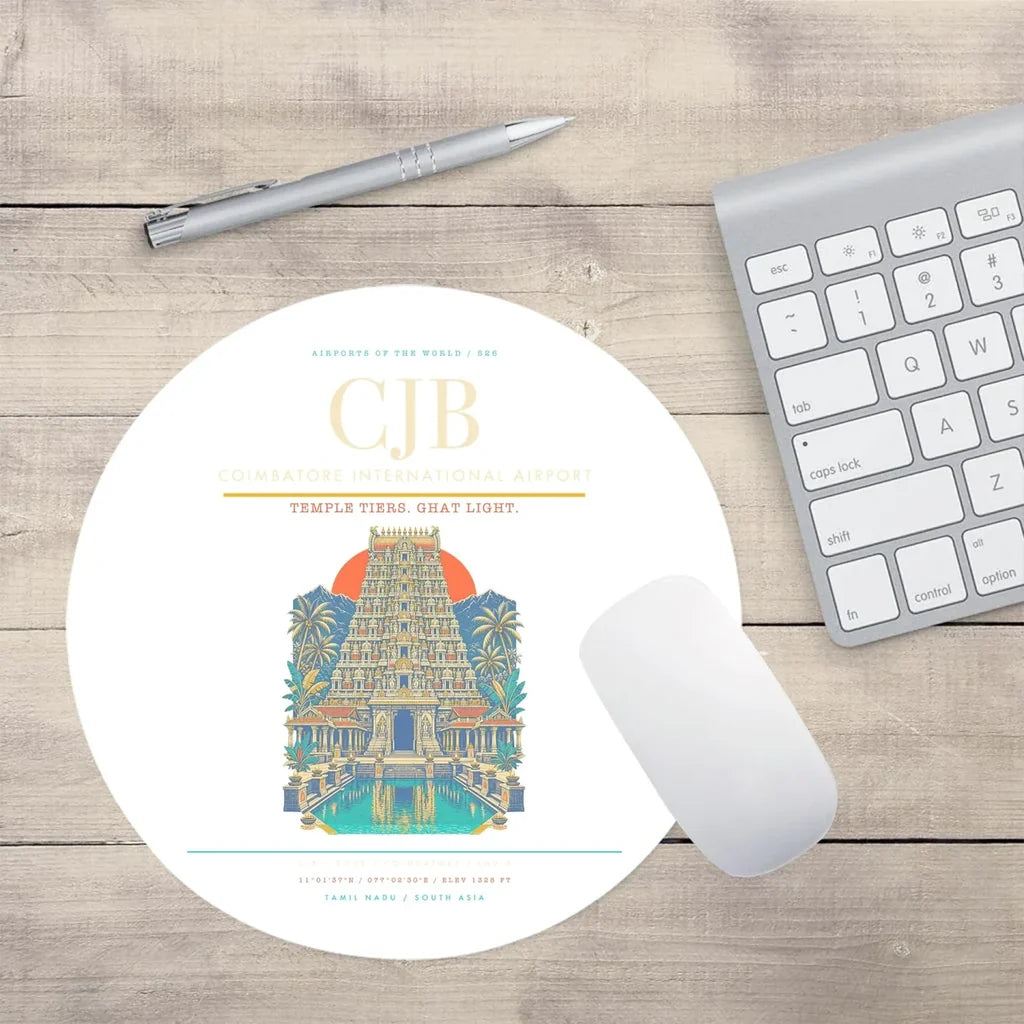 Coimbatore International Airport CJB Mouse-Pad Round - White