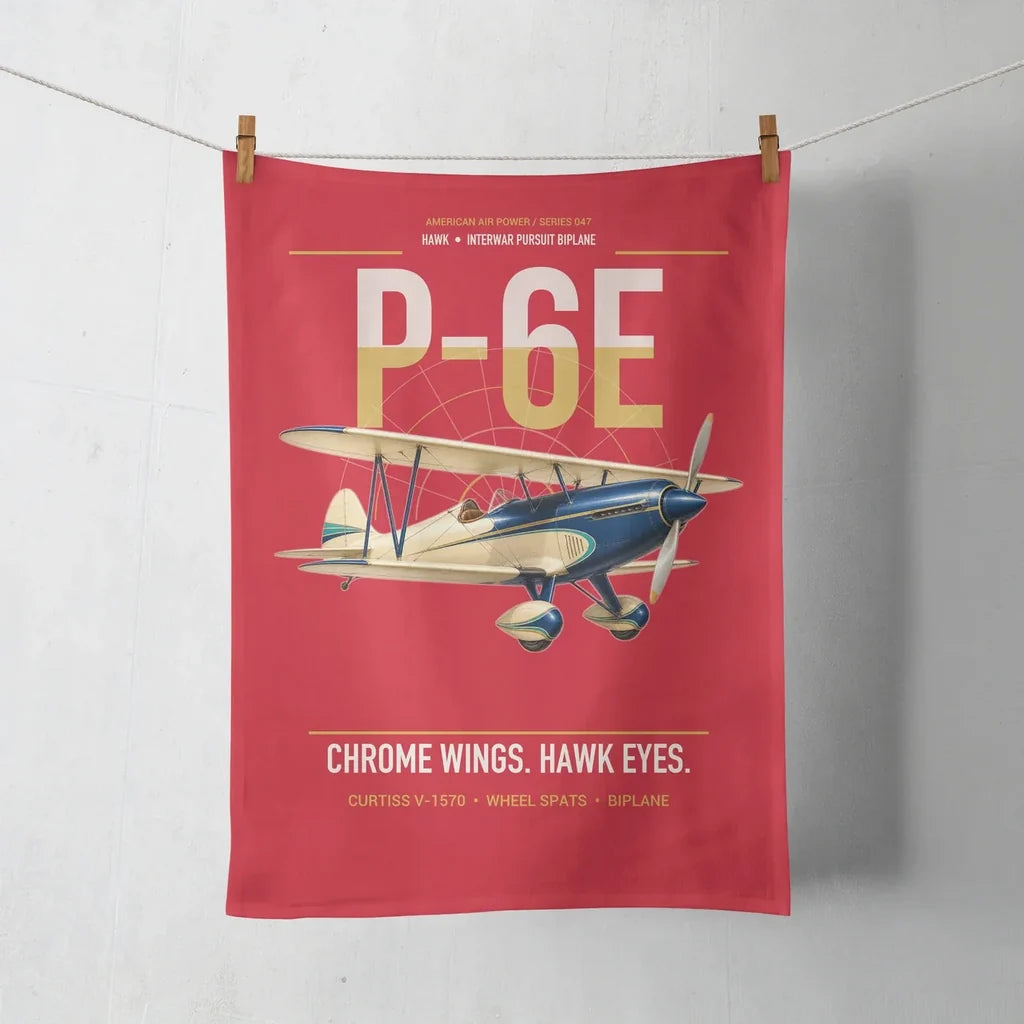 Curtiss P-6E Hawk design on red towel