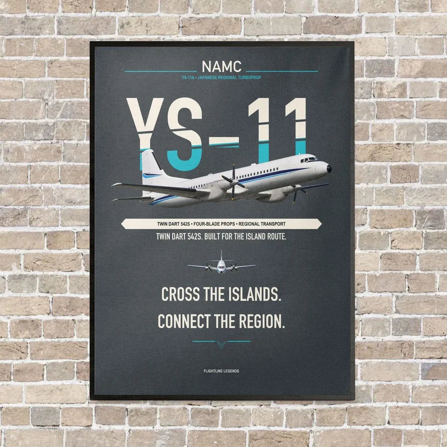 NAMC YS-11A vertical canvas print - framed - gray background