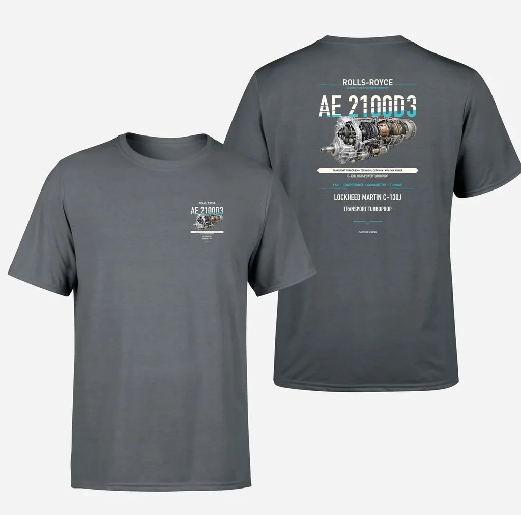AE 2100D3 design on gray t shirt