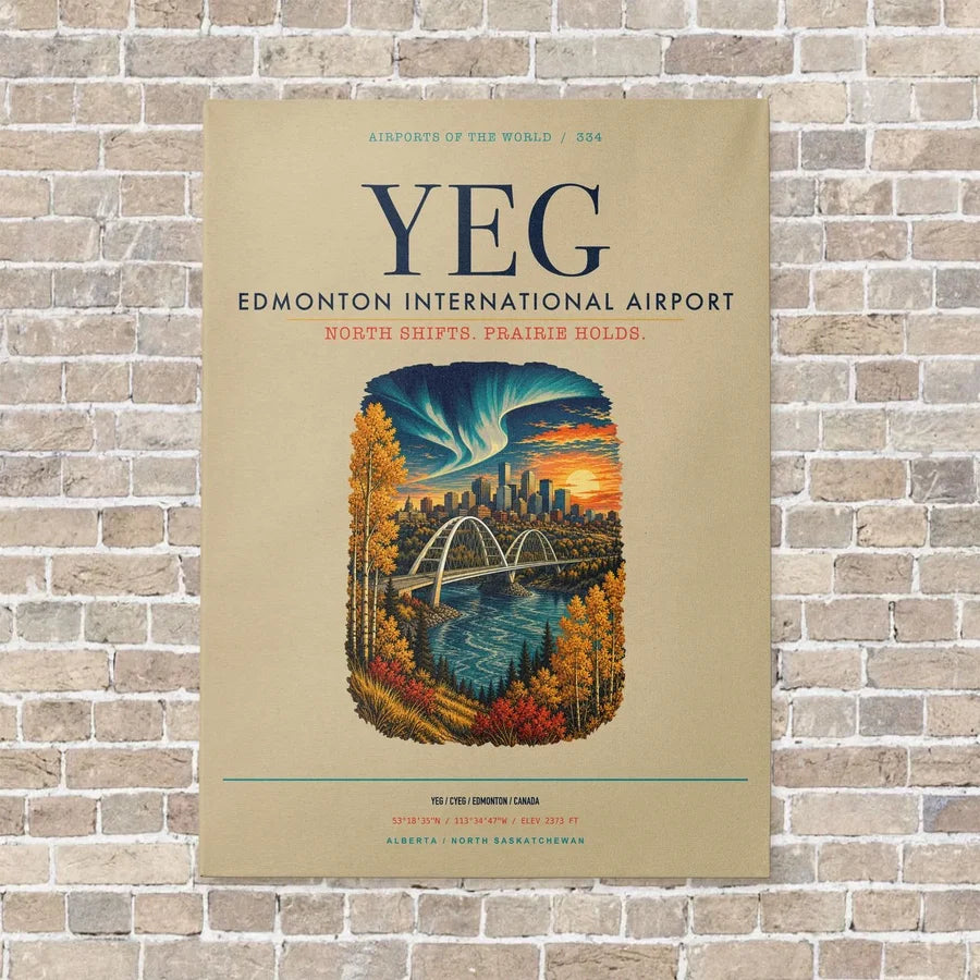 Edmonton International Airport YEG vertical canvas print - no frame - beige background