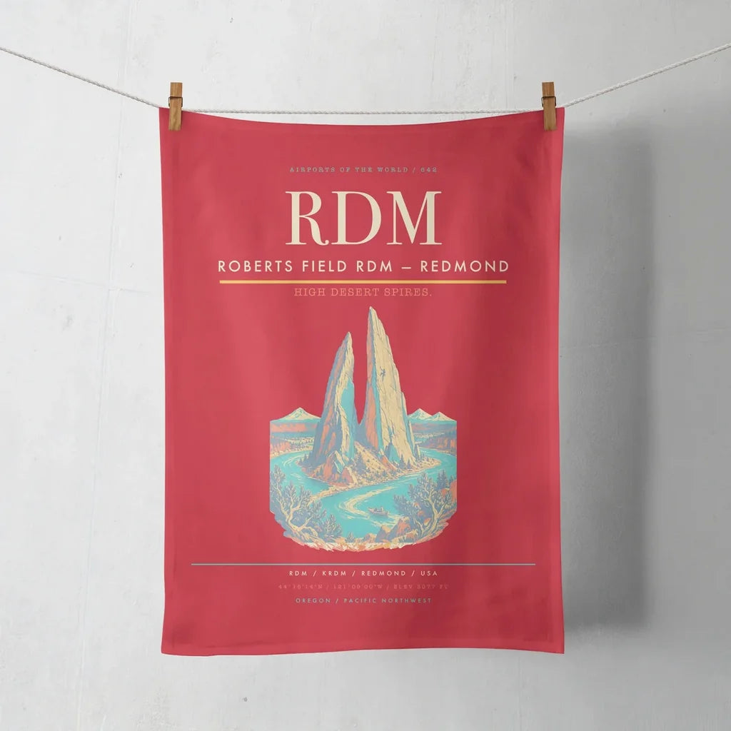 Roberts Field (RDM) design on red towel