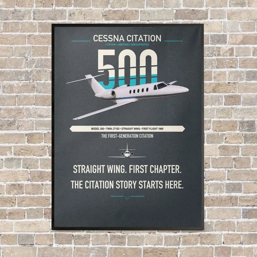 Cessna Citation 500 - Citation I vertical canvas print - framed - gray background