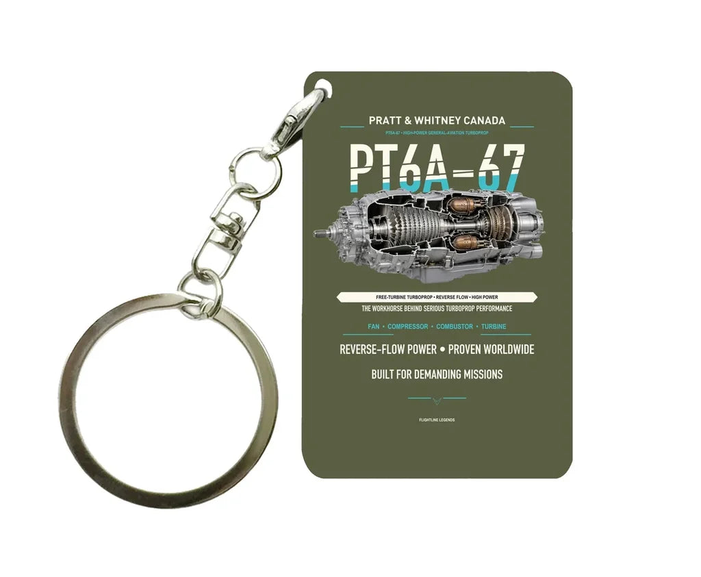 PT6A-67 Key Chain design on green army key chain