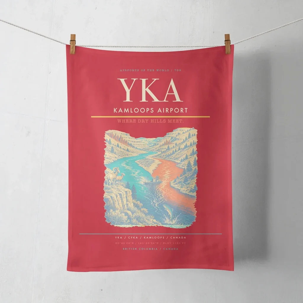 Kamloops Airport (YKA) design on red towel