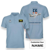 Thumbnail for Hawker Hunter F6 design on light blue+name double-side polo t-shirt, double-side print