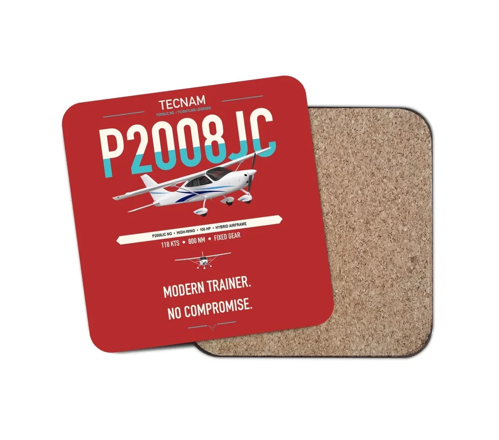 Tecnam P2008JC NG design on red 1 piece coaster