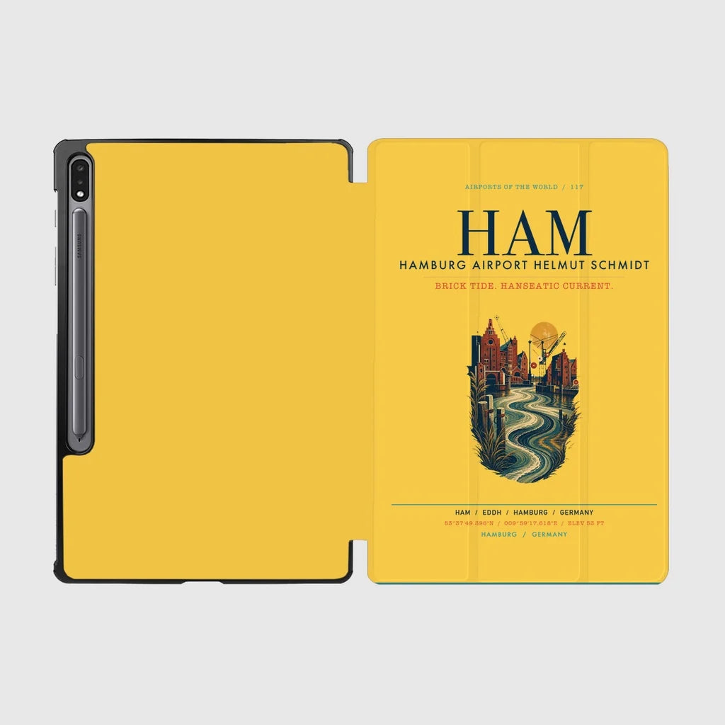 Hamburg Airport Helmut Schmidt (HAM) design on yellow samsung tablet tablet case