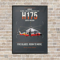 Thumbnail for Airbus H175 vertical canvas print - framed - gray background