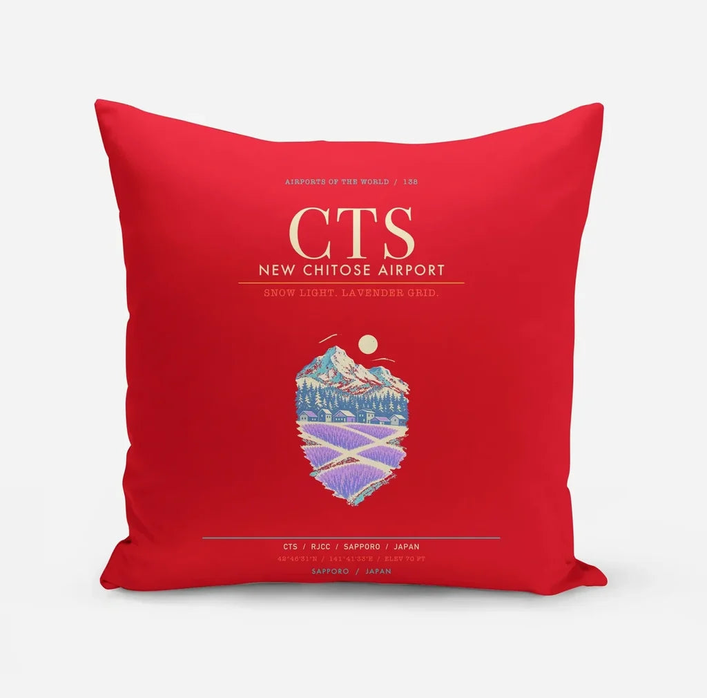 New Chitose Airport Sapporo CTS - Snowfield Lavender Grid - Red