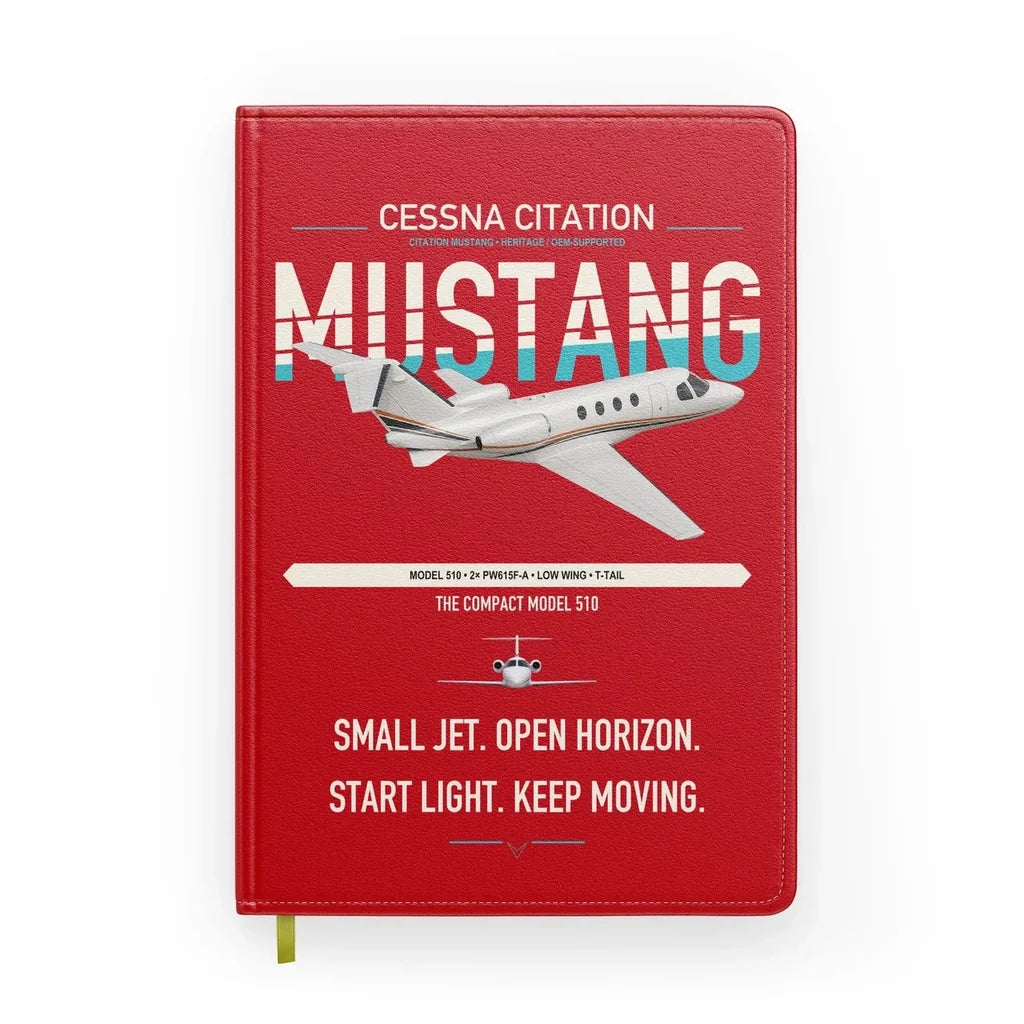Cessna Citation Mustang design on red notebook
