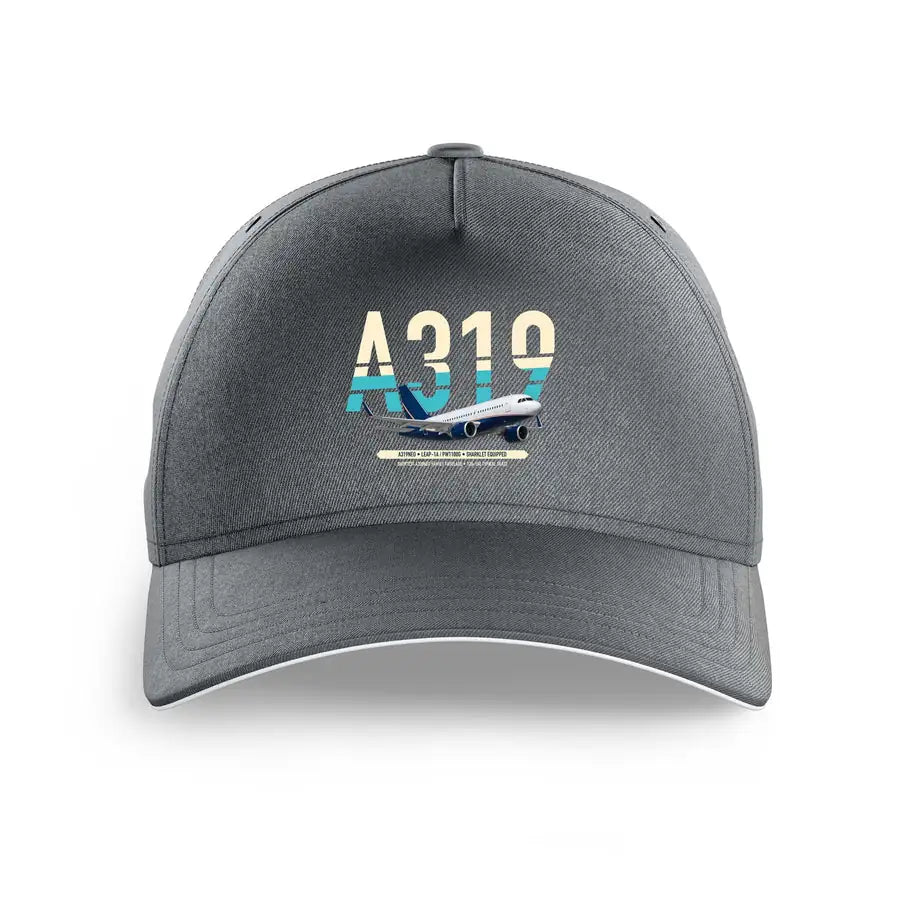 Airbus A319neo design on gray printed hat