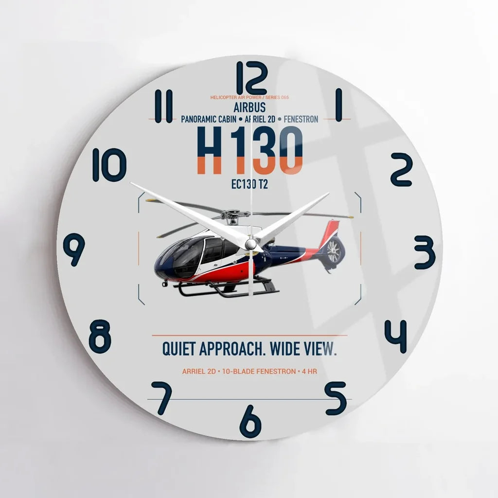 Airbus H130 design on light gray no frame wall clock
