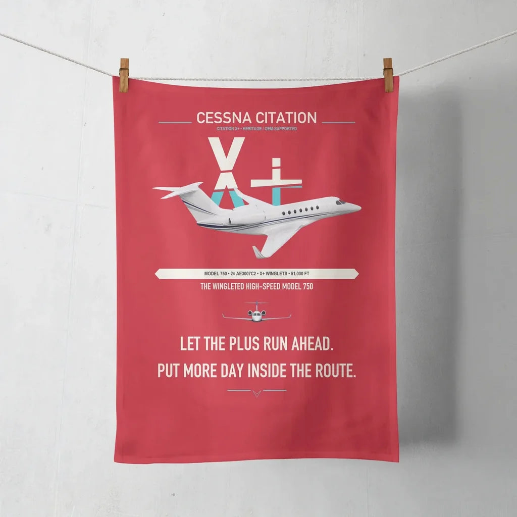 Cessna Citation X+ design on red towel