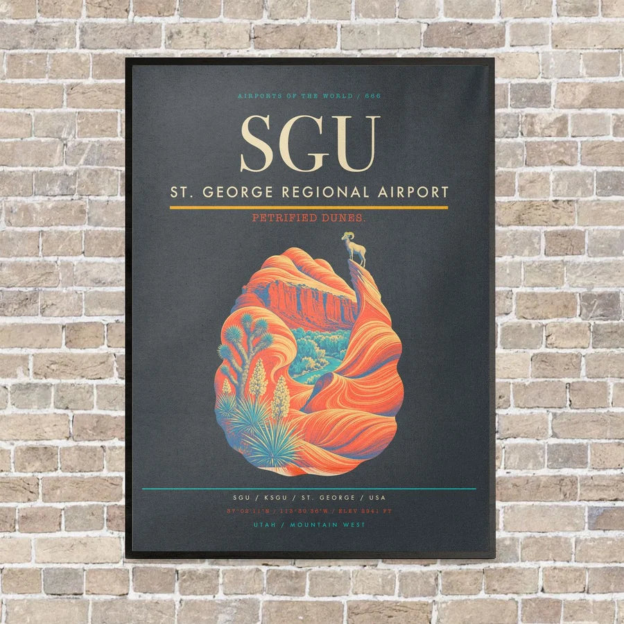 St. George Regional Airport SGU vertical canvas print - framed - gray background