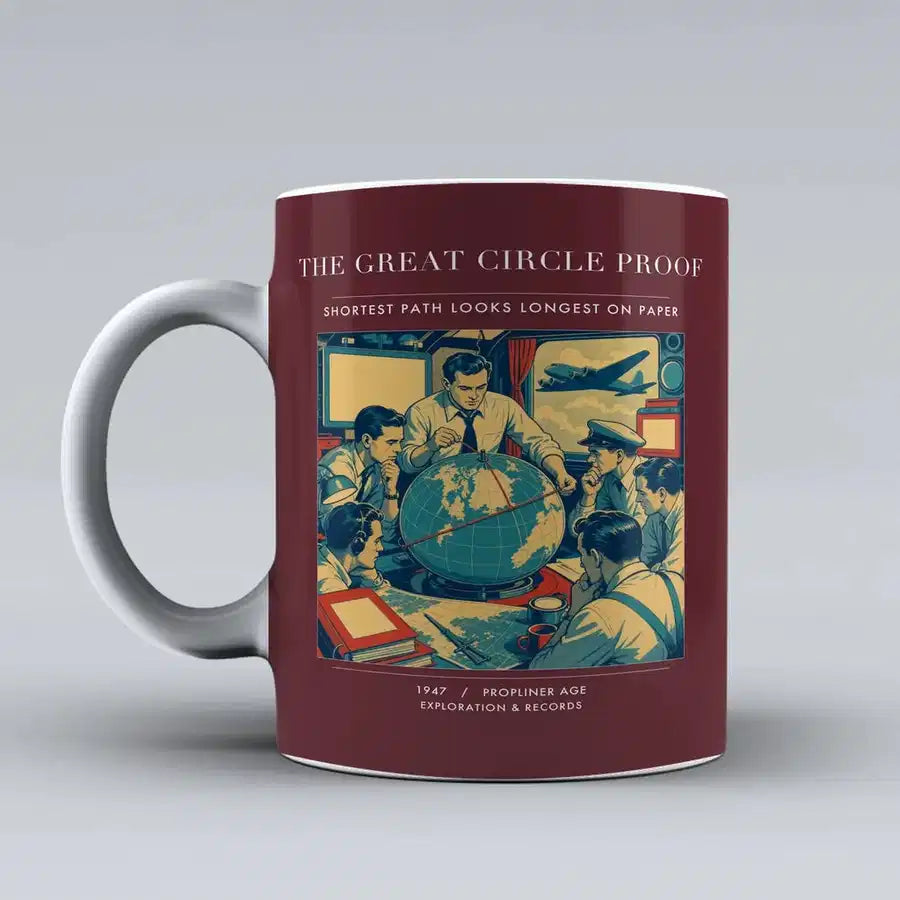VINTAGE G4292 - The Great Circle Proof - Ceramic Mug design on darkred