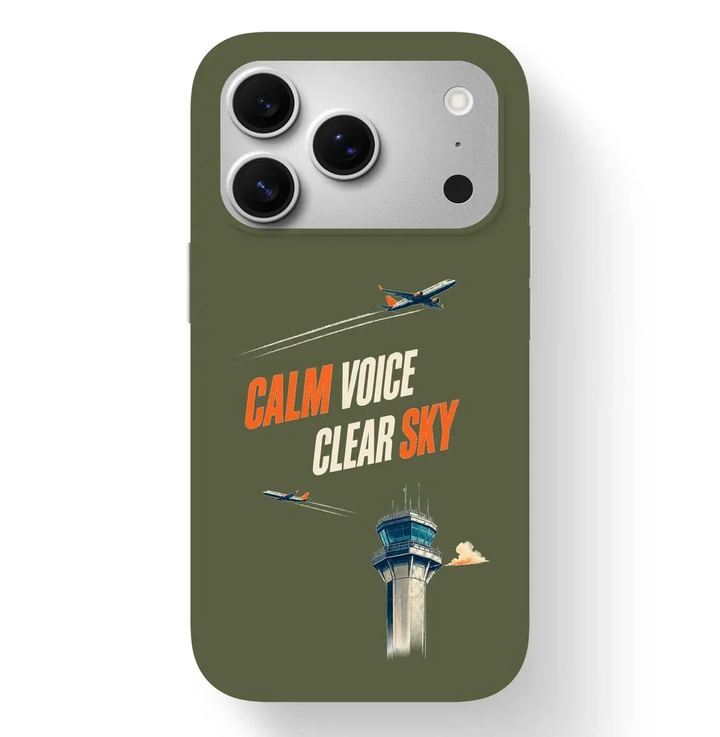 SIGNAL 591 - Calm Voice Clear Sky - MagSafe iPhone 17 Pro design on green army magsafe iphone 17 pro