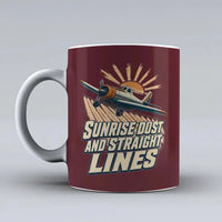 Thumbnail for 574 - Sunrise Dust And Straight Lines - Mug design on dark red signal