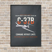 Thumbnail for C-37B Global Command Link vertical canvas print - framed - gray background