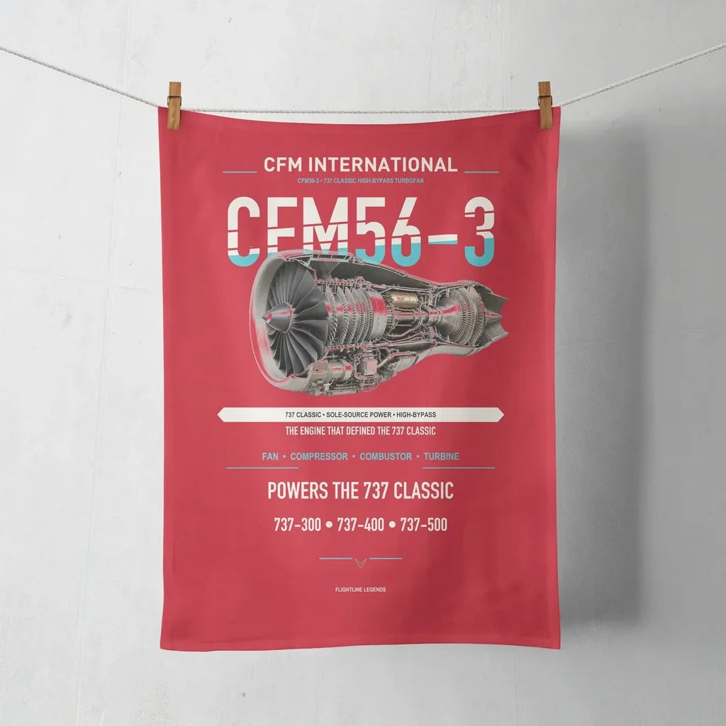 CFM56-3 design on red towel