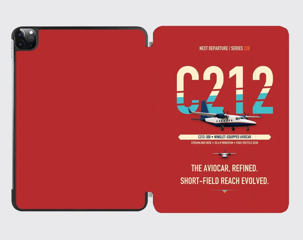 CASA C-212-300 Aviocar design on red ipad tablet case