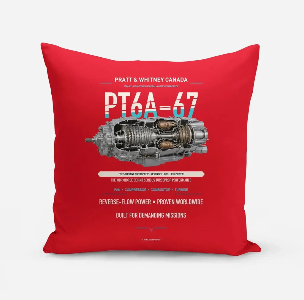 PT6A-67 design on red pillow
