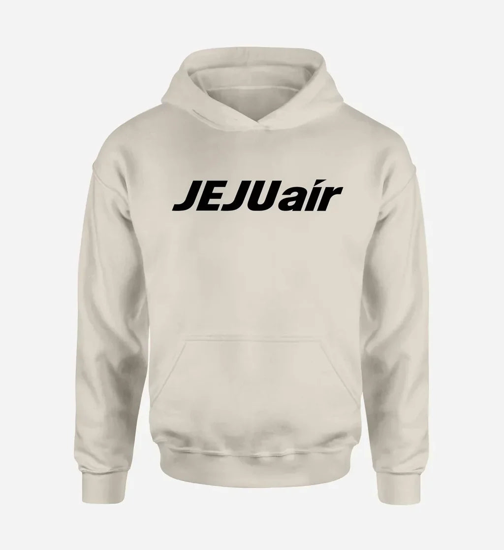 Jeju Air logo printed on khaki hoodie