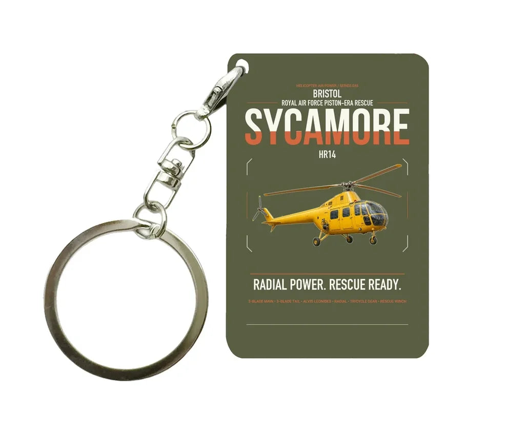 Bristol Sycamore HR14 design on green army designed key chain, double-side print