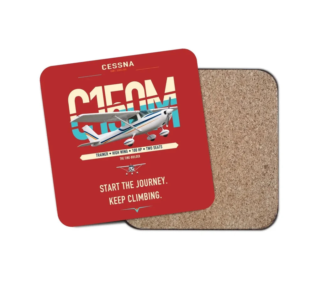 Cessna 150M design on red 1 piece coaster