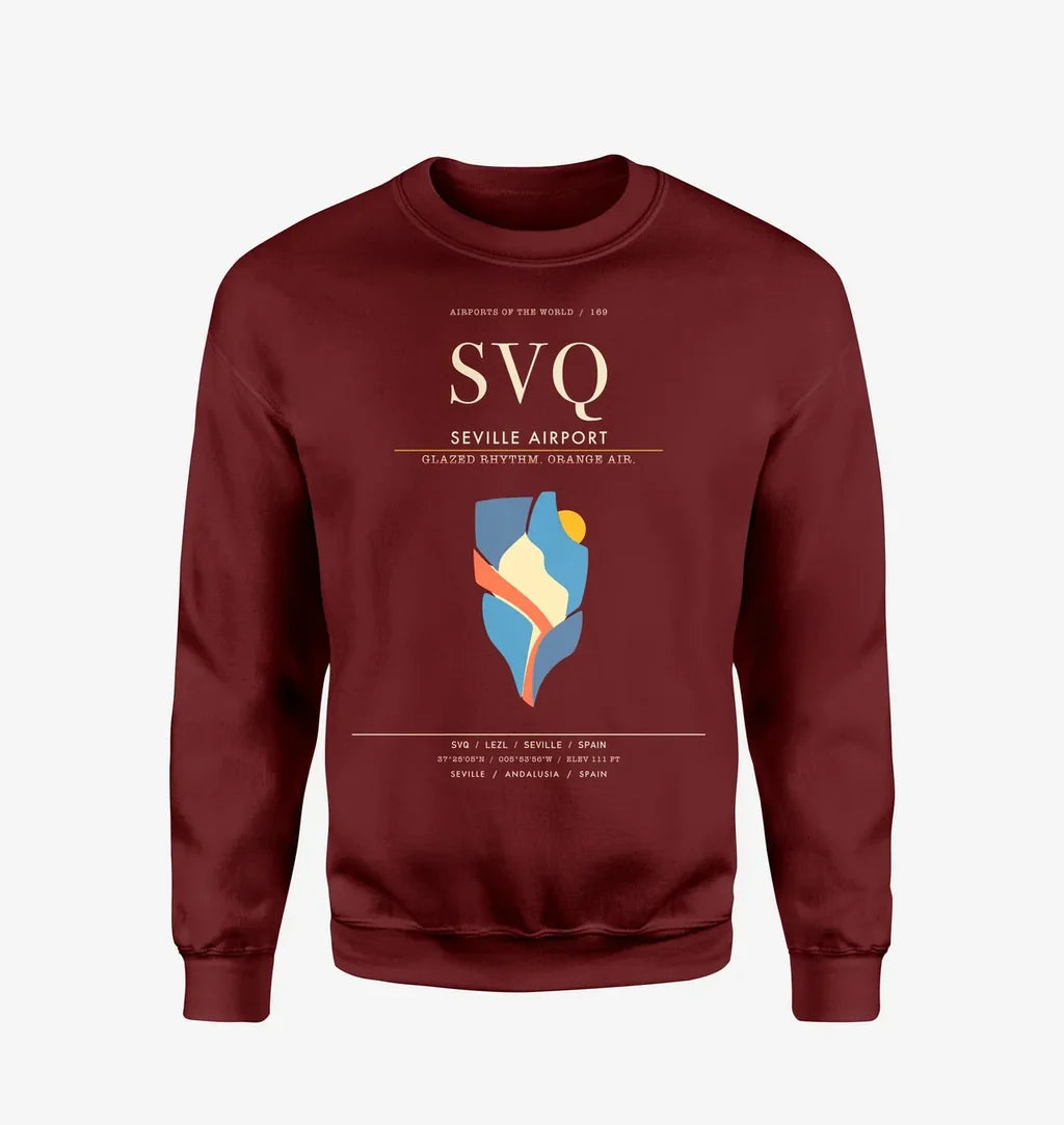Seville Airport SVQ Sweatshirt - Wine Red